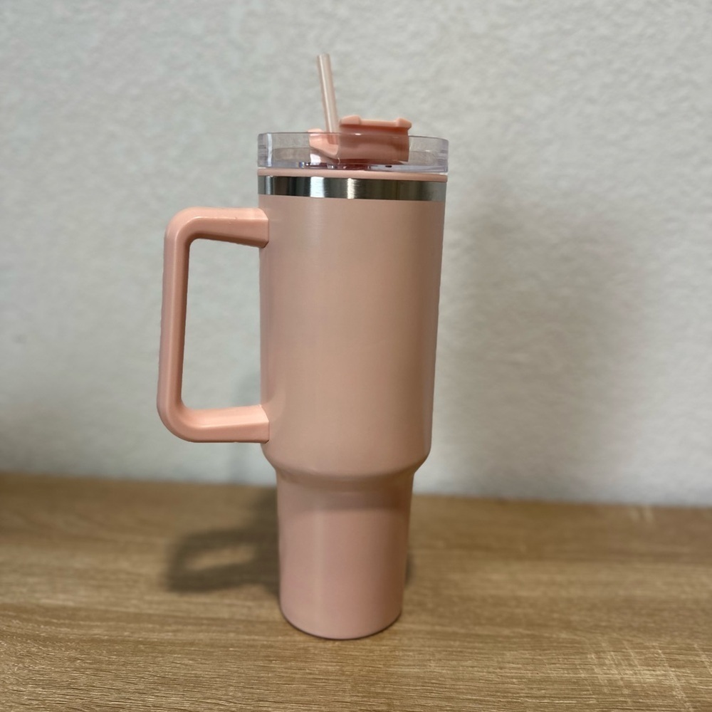 Pink Water Drink Tumbler with Straw - 40oz